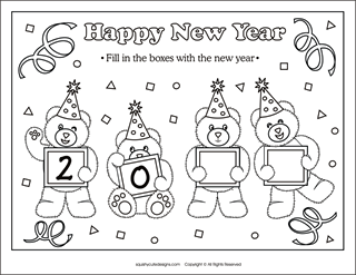 Color the Words!  Printable New Year's Day Activity